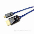 AM to DM HDMI Cables in Pearl Black, ABS Housing/High Grade Tinned-bare Copper Wire
